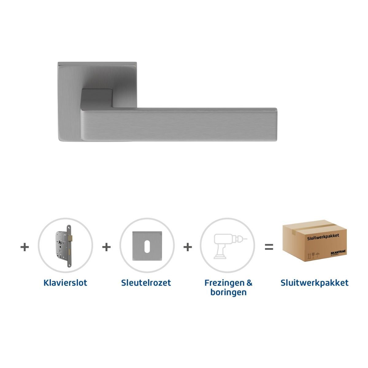 Sluitwerkpakketten met Deurkruk Quadrate 28 Regular RVS